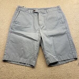 Brooks Brothers Bermuda Shorts Mens 35 Blue Cotton Chino Flat Front 9 Inseam